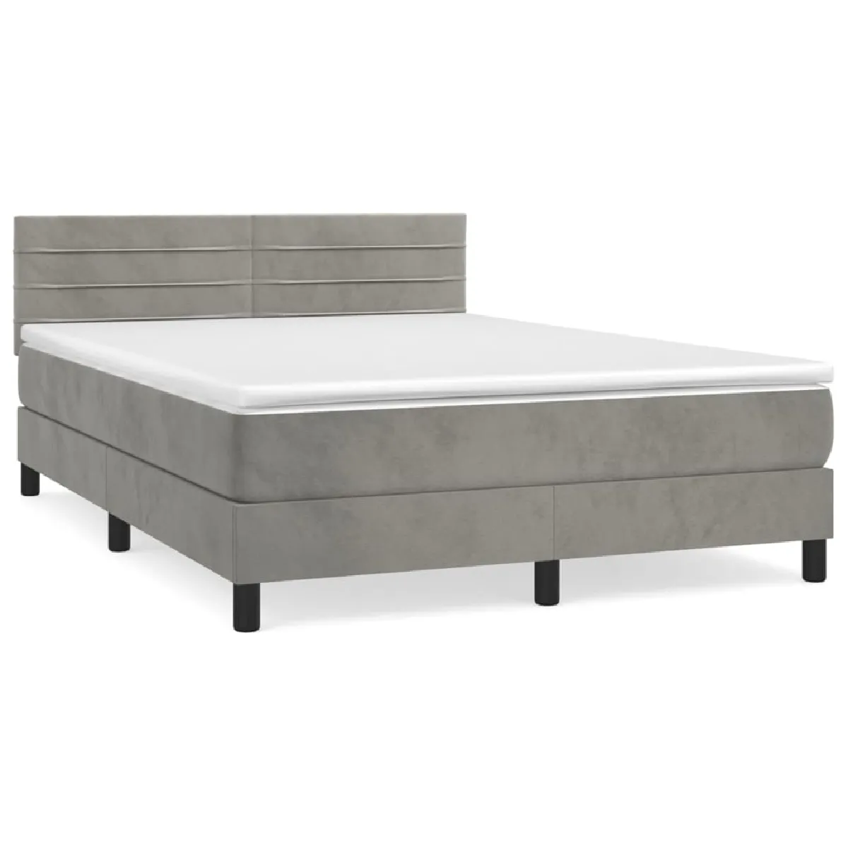 vidaXL Sommier à lattes de lit et matelas Gris clair 140x200cm Velours