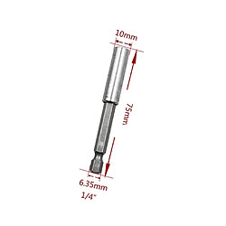 Avis Wewoo 6 PCS 1/4 tête de lot électrique haute magnétisme bielle pistolet perceuse douille tige rallonge joint tournant rapide, longueur: 75mm