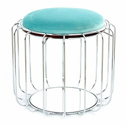 Paris Prix Pouf & Table d'Appoint Comfortable 50cm Menthe & Argent