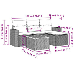 Avis vidaXL Salon de jardin 5 pcs avec coussins gris résine tressée