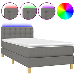 vidaXL Sommier à lattes de lit et matelas et LED Gris foncé 100x200 cm