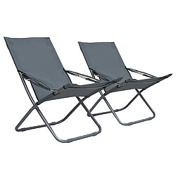 vidaXL Chaises pliables de plage lot de 2 Tissu Gris 