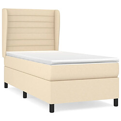 Maison Chic Structures de lit + matelas,Lit à sommier tapissier et matelas pour Chambre Crème 90x190 cm Tissu -MN43623