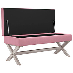 Avis vidaXL Tabouret de rangement Rose 110x45x49 cm Velours