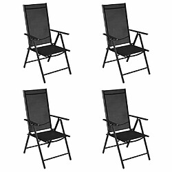 Maison Chic Lot de 4 Chaises pliables de jardin - Fauteuil d'extérieur Aluminium et textilène Noir -MN69856