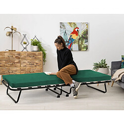 LLB LIVING LIFE BED Lit pliant à roulettes matelas et lattes 80x180 Ares, Couleur: Vert foncé