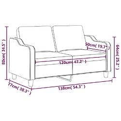 vidaXL Canapé à 2 places Crème 120 cm Tissu pas cher