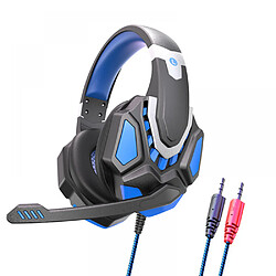 General Casque de jeu avec microphone, coussin en mousse à mémoire de forme léger et ultra doux, casque de jeu filaire avec son surround avec micro antibruit, ordinateur portable, tablette.(bleu) 