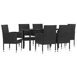 vidaXL Ensemble à manger de jardin 7 pcs noir résine tressée et acier