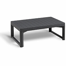 ALLIBERT by KETER - Salon de jardin SanRemo Lyon 6 places - table basse 2 positions - imitation rotin tresse - gris graphite