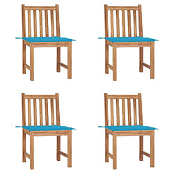 Maison Chic Lot de 4 Chaises de jardin,Fauteuil d'extérieur avec coussins Bois de teck massif -MN76713