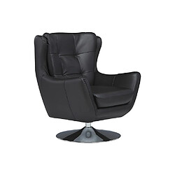 Avis Vente-Unique Fauteuil pivotant en cuir ANABA - Noir