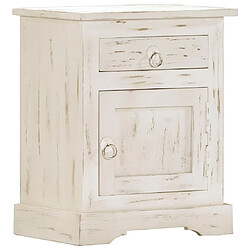 Maison Chic Table de chevet,Table de Nuit,Meuble de Rangement Blanc 40 x 30 x 50 cm Bois de manguier massif