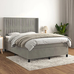 Maison Chic Lit Adulte - Lit simple Lit à sommier tapissier et matelas moelleux - Meuble de Chambre - Gris clair 140x190cm Velours -MN92482