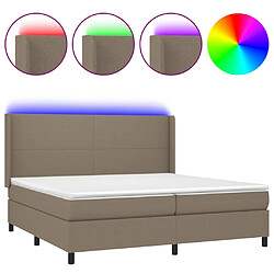 vidaXL Sommier à lattes de lit matelas LED Taupe 200x200 cm Tissu