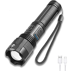 BESTA Lampe Torche LED Ultra Puissante 6000 Lumens, XHP70.2 Lampe Torche Rechargeable Lampe de Poche Étanche avec Affichage de Puissance 5 Modes Zoomable pour Camping Randonnée Pêche de Nuit 