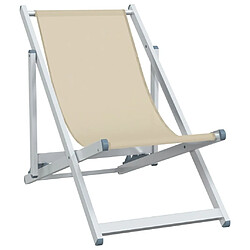 Avis Maison Chic Lot de 2 Chaises de plage pliantes crème aluminium et textilène -GKD32474