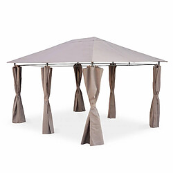 Tonnelle 3x4 m - Divio - Toile taupe - Pergola avec rideaux, tente de jardin, barnum | sweeek Tonnelle 3x4 m - Divio - Toile taupe - Pergola avec rideaux. tente de jardin. barnum. chapiteau. réception