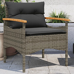 Avis vidaXL Salon de jardin avec coussins 3 pcs gris résine tressée