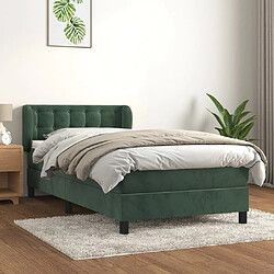 Maison Chic Lit Adulte - Lit simple Lit à sommier tapissier avec matelas moelleux - Meuble de Chambre - Vert foncé 90x200 cm -MN64163