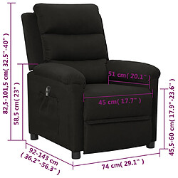 vidaXL Fauteuil inclinable électrique Noir Tissu pas cher