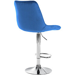 Avis Decoshop26 Lot de 2 tabourets de bar réglable en hauteur pivotant à 360° assise en tissu bleu couture verticale pied métal chromé 10_0004426