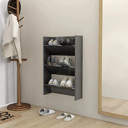 vidaXL Armoire à chaussures murale gris brillant bois d'ingénierie