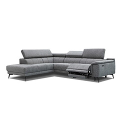 Courtois Laville Canapé d'angle Fiero gauche, 5 places avec un relax électrique, Tissu Gris