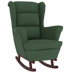 Maison Chic Fauteuil à bascule et pieds,Fauteuil pour relax en bois d'hévéa Vert foncé Velours -MN74090