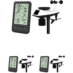 Optex STATION MÉTÉO RADIO CONTRÔLÉE NOIR ET BLANC AVEC CAPTEUR 5 EN 1, ANÉMOMÈTRE ET PLUVIOMÈTRE Capteur solaire