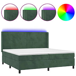 vidaXL Sommier à lattes de lit matelas et LED Vert foncé 200x200 cm