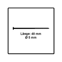 Fischer Vis pour panneaux de particules Power-Fast II FPF II 5.0x40 mm - 500 pièces (670373) tête fraisée + Filetage partiel Torx, galvanisée, passivée bleue