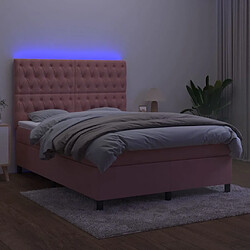 Avis vidaXL Sommier à lattes de lit matelas et LED Rose 140x200 cm Velours