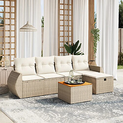 vidaXL Salon de jardin avec coussins 6 pcs beige résine tressée