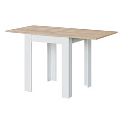 Pegane Table de cuisine extensible coloris chêne canadien / blanc artic - Hauteur 79 x longueur 67/134cm x profondeur 67 cm