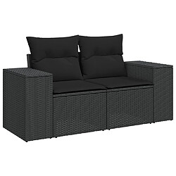 Acheter vidaXL Salon de jardin 10 pcs avec coussins noir résine tressée