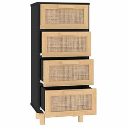 Maison Chic Buffet,Meuble de Rangement,commode pour salon,Cuisine Noir 40x30x90 cm Bois de pin massif et rotin naturel -MN91147 pas cher