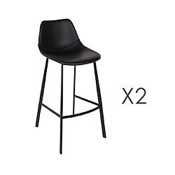 Mes Lot de 2 chaises de bar H80 cm en PU noir - FRANKY