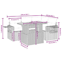 Avis vidaXL Salon de jardin avec coussins 5 pcs beige résine tressée