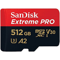 Carte Mémoire MicroSDXC SanDisk Extreme PRO 512 Go - UHS 3 (U3), V30 - Jusqu'à 170 Mo/s 