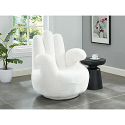 Vente-Unique Fauteuil main pivotant CATCHY en fausse fourrure - Blanc 