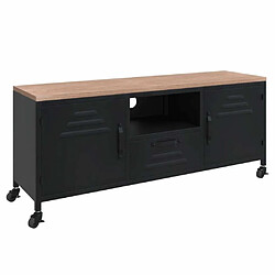 Maison Chic Meuble TV scandinave - Banc TV pour salon Noir 110x30x43 cm Fer et bois de pin massif -MN18031