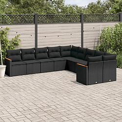 Maison Chic Salon de jardin 10 pcs avec coussins, Ensemble Tables et chaises d'extérieur noir résine tressée -GKD987293