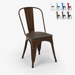 Ahd Amazing Home Design Chaises industrielles en bois et acier Tolix pour cuisine et bar Steel Wood, Couleur: Marron