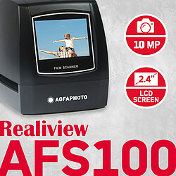 AGFA PHOTO Realiview AFS100 – Scanner Numérique de Films, Négatifs 35mm/135 et Diapositives (10MP, Écran LCD 2.4'') - Noir- RECONDITIONNE - Noir