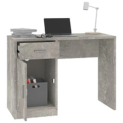 Acheter Maison Chic Bureau solide,Table de travail,Bureau d'ordinateur avec tiroir et armoire Gris béton 100x40x73 cm -GKD86847