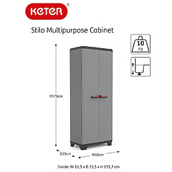 Keter Armoire de rangement polyvalente Stilo Gris et noir 173 cm pas cher