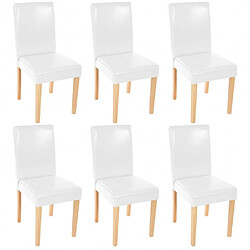 Decoshop26 Lot de 6 chaises de salle à manger synthétique blanc pieds clairs CDS04247