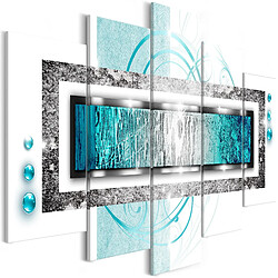 Decoshop26 Tableau toile de décoration murale impression premium en 5 parties sur châssis en bois motif Blizzard turquoise 225x100 cm 11_0012821