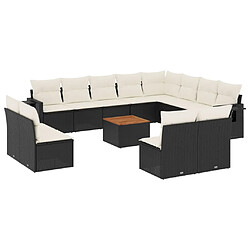 Maison Chic Salon de jardin avec coussins 13 pcs, Ensemble Tables et chaises de jardin, noir résine tressée -GKD630146